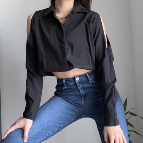 DKNY open shoulder shirt / blouse - Picture 2 of 4